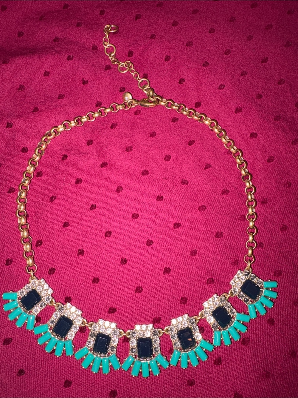 NWOT J. Crew Gold-Tone Necklace with Turquoise and Black Accents